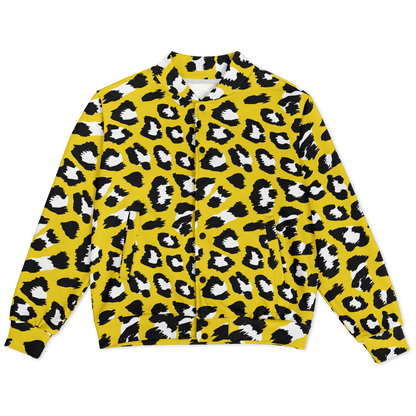 Baseball Jacket in Yellow & Black Leopard Pattern