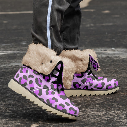 Leopard Boots | Cotton-Pad Fur Lining | Purple, Blue and Black