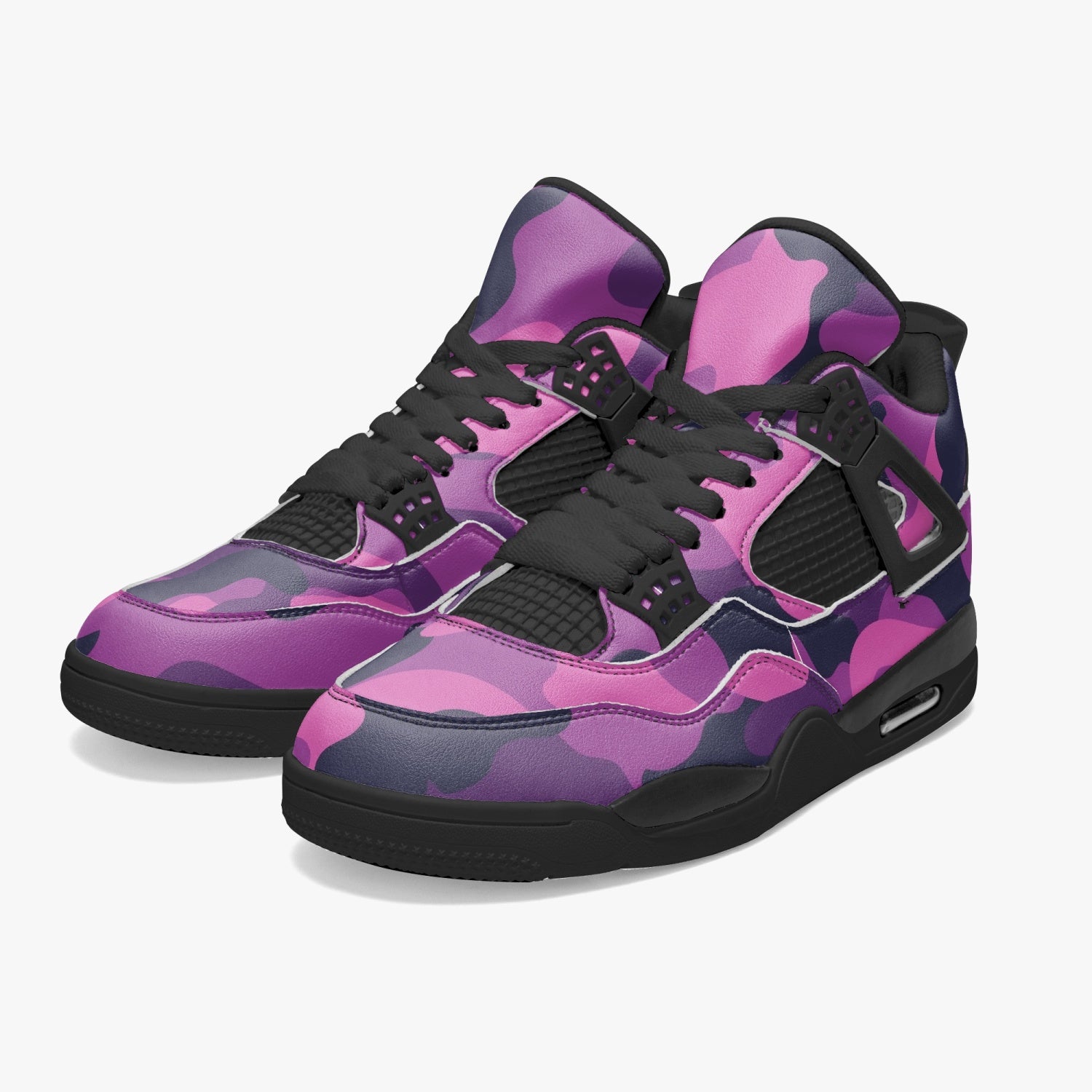 Camo Jordans AJ4 | Mixed Pink, Blue & Magenta Camouflage