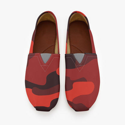 Camo Toms | Scarlet Red and Black Camouflage Canvas Shoes