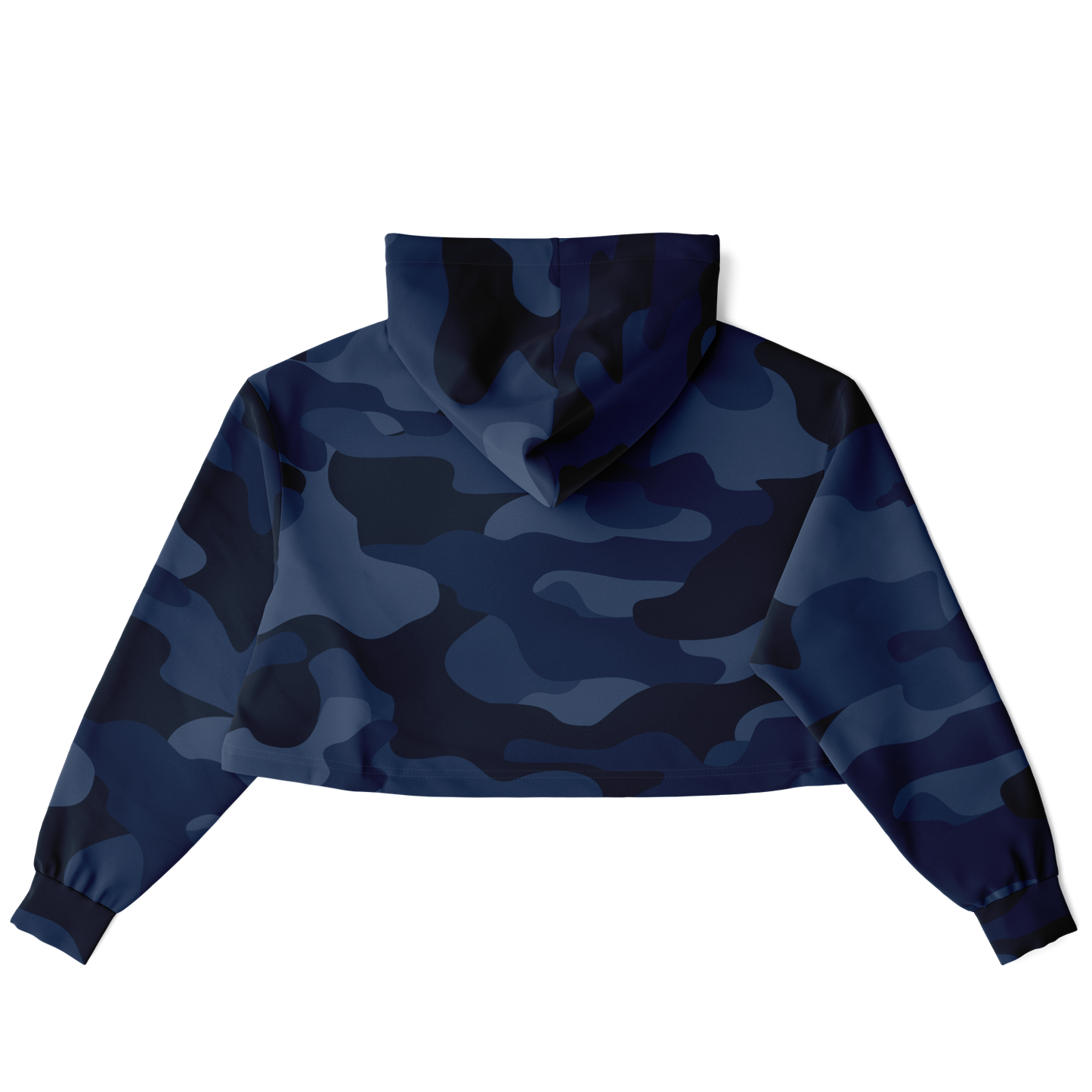 Cropped Hoodie For Women | Deep Blue Camouflage