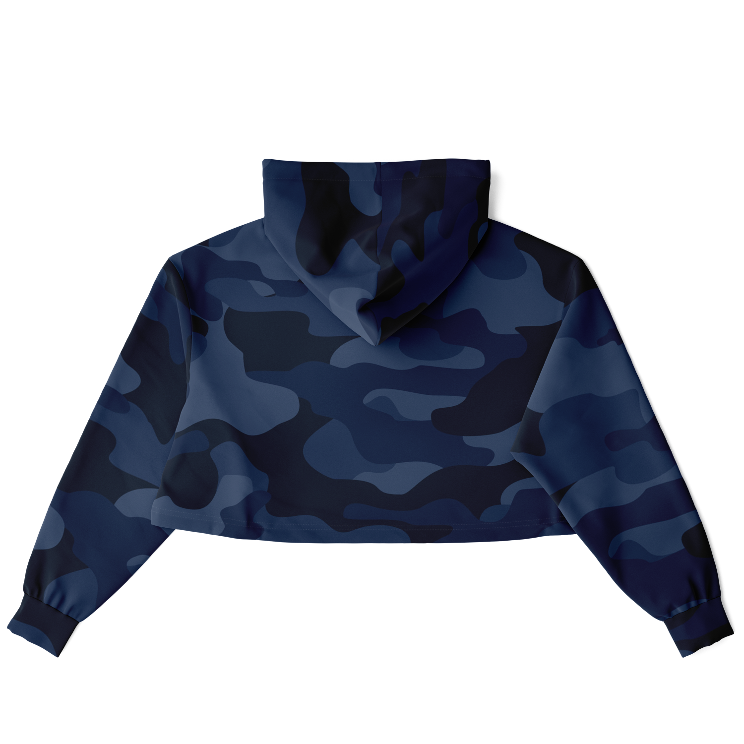 Cropped Hoodie For Women | Deep Blue Camouflage