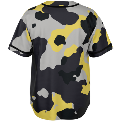 Camo Baseball Jersey | Yellow, Black & Silver Camouflage