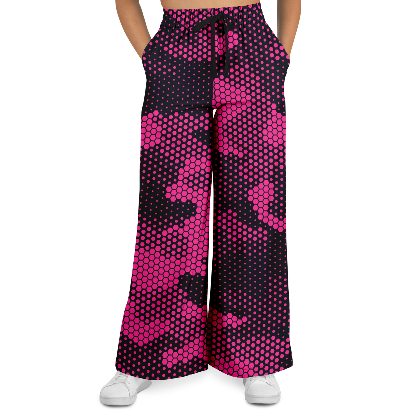 Camo Wide Leg Pants | Pink Digital Dotted Hexagonal