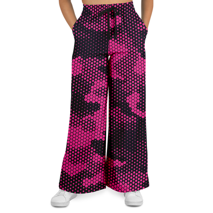 Camo Wide Leg Pants | Pink Digital Dotted Hexagonal