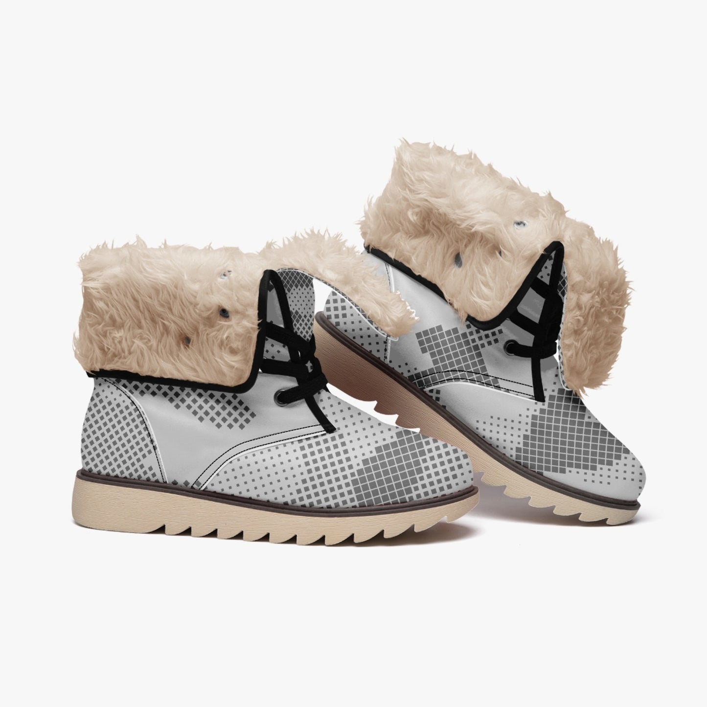 Camo Boots | Digital Gray Cotton-Pad Fur Lining