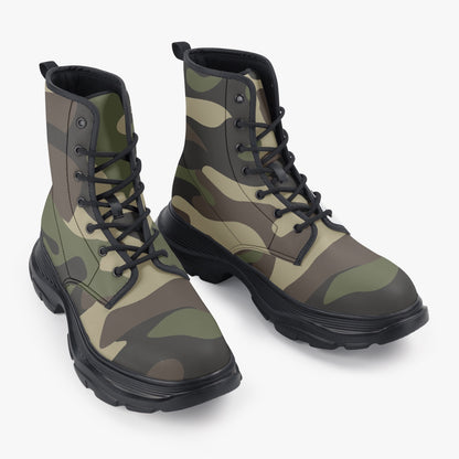 Chunky Boots | Leather in Classic Green Camouflage