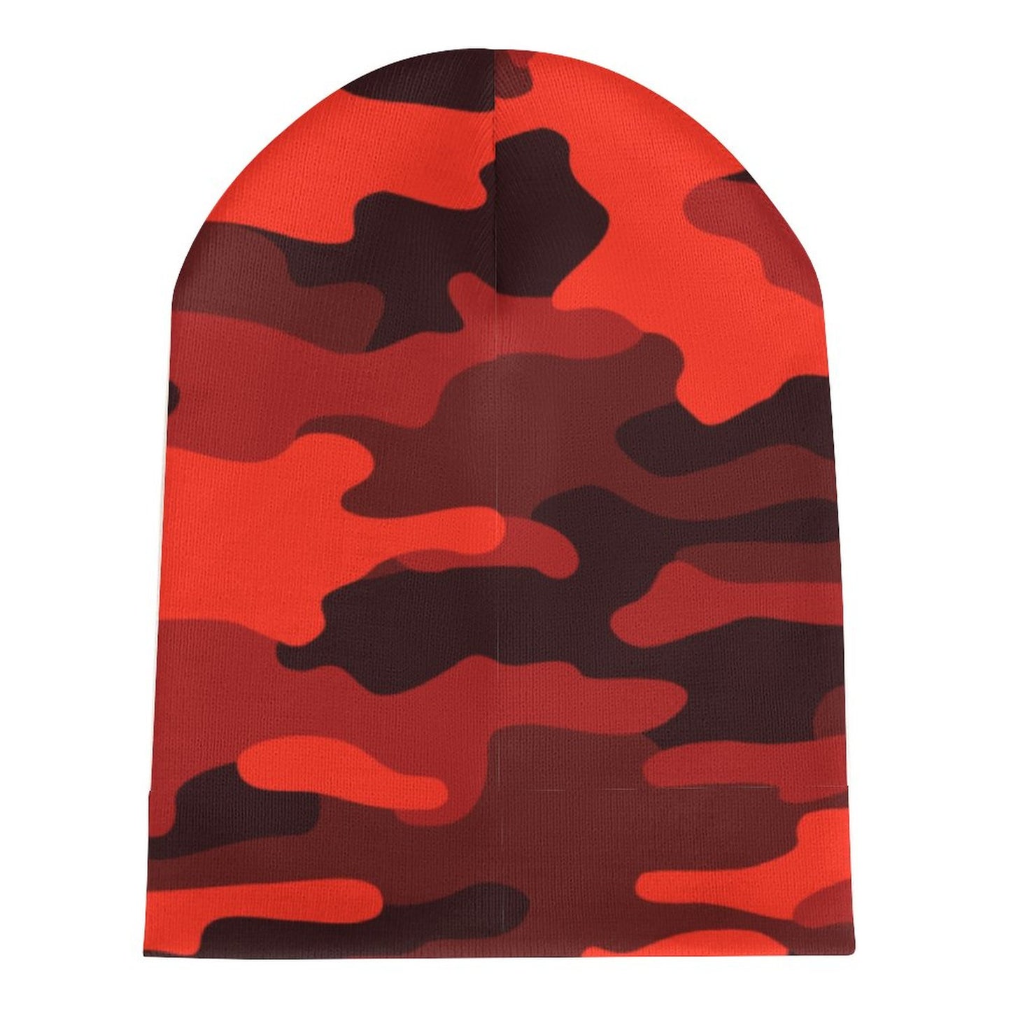 Camo Beanie | Scarlet Red & Black Camouflage