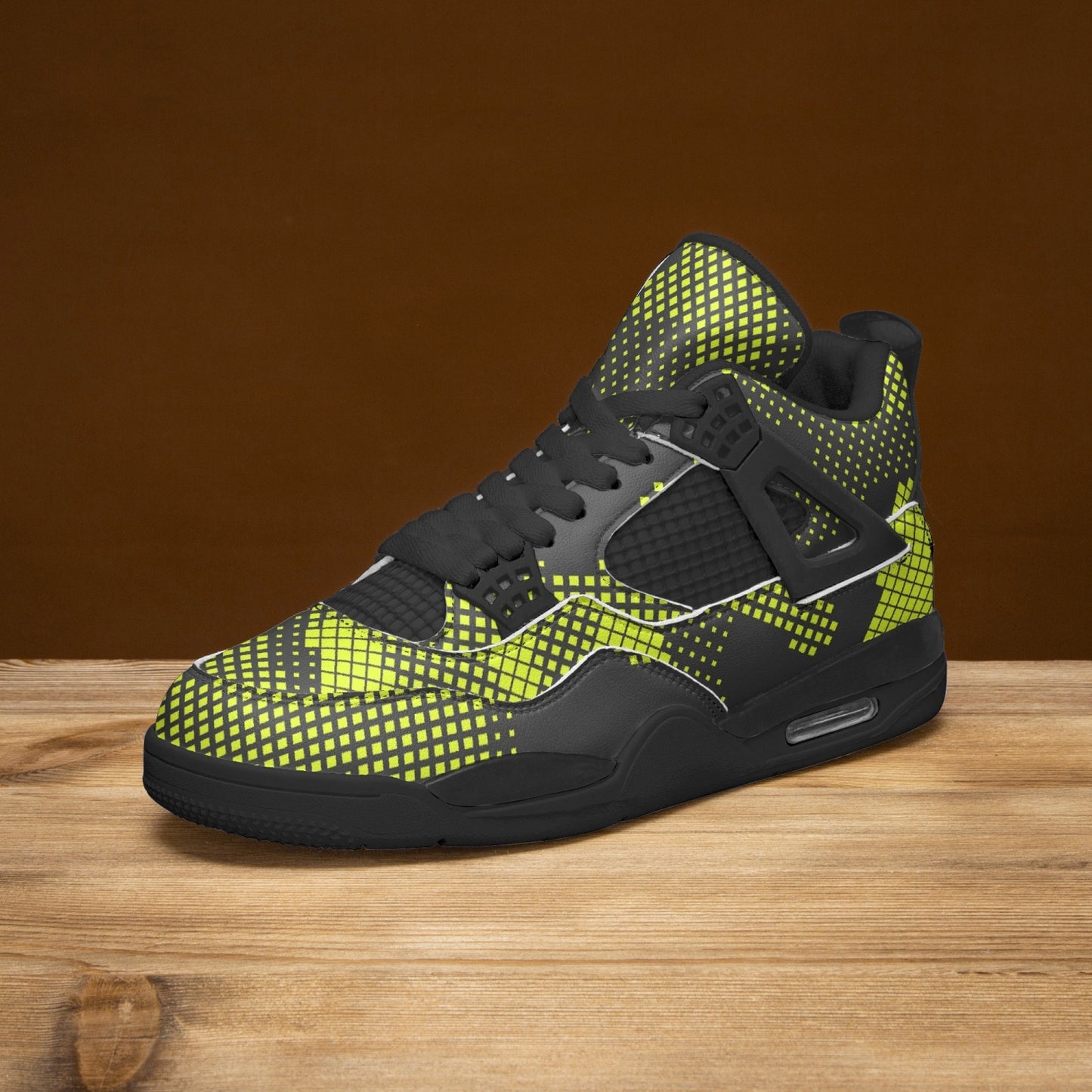 Camo Jordans AJ4 | Green Dotted Camouflage | Black Sole