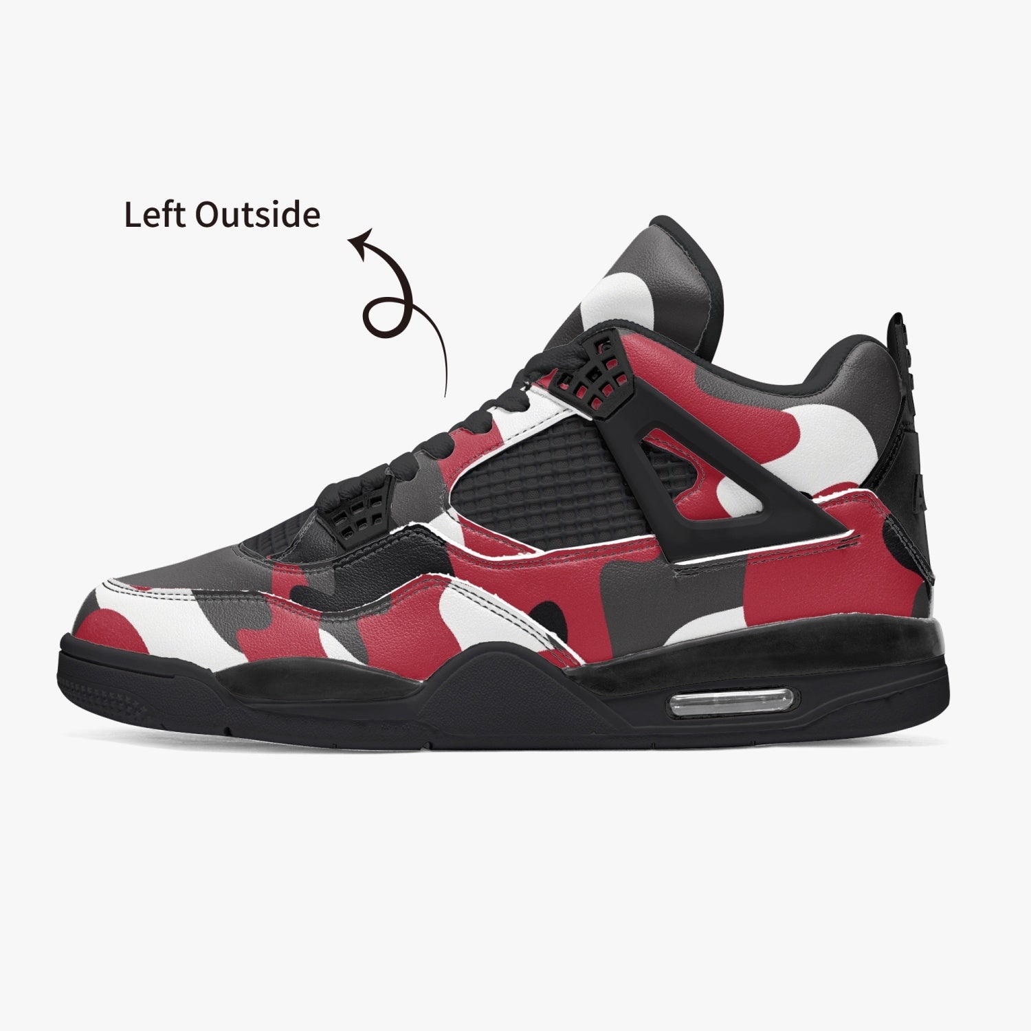 Camo Jordans AJ4 | Red, Jungle Green, Black & White