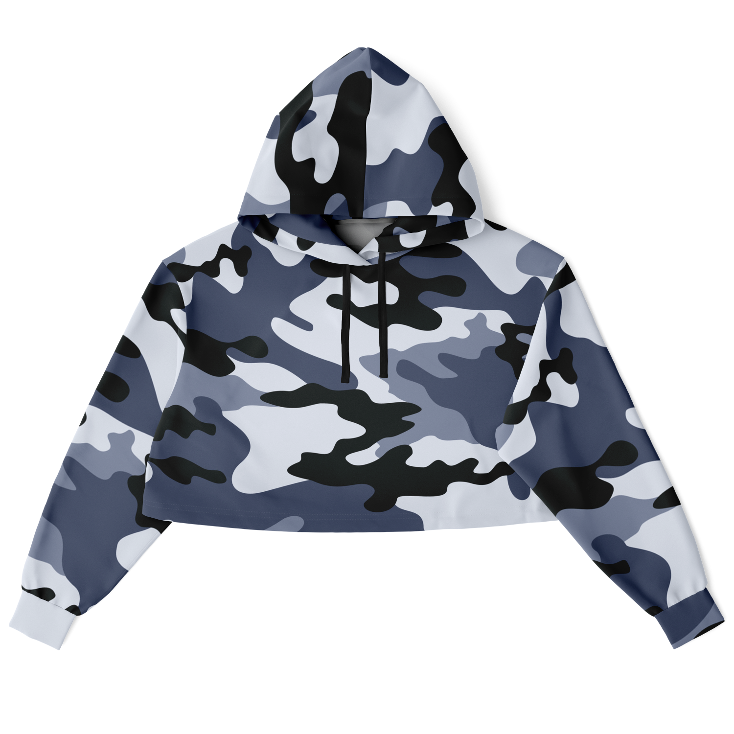 Cropped Hoodie For Women | Light Blue Camouflage