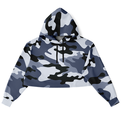 Cropped Hoodie For Women | Light Blue Camouflage