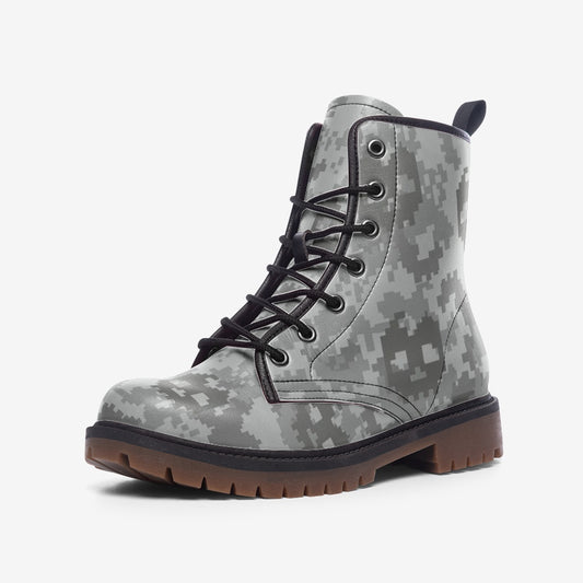 Urban Camo Boots | Leather Lightweight | Skulls Print in Digital Gray