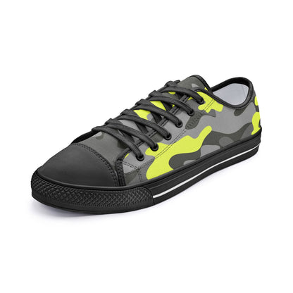 Camo Shoes | Low Top Canvas | Yellow, Black, and Gray