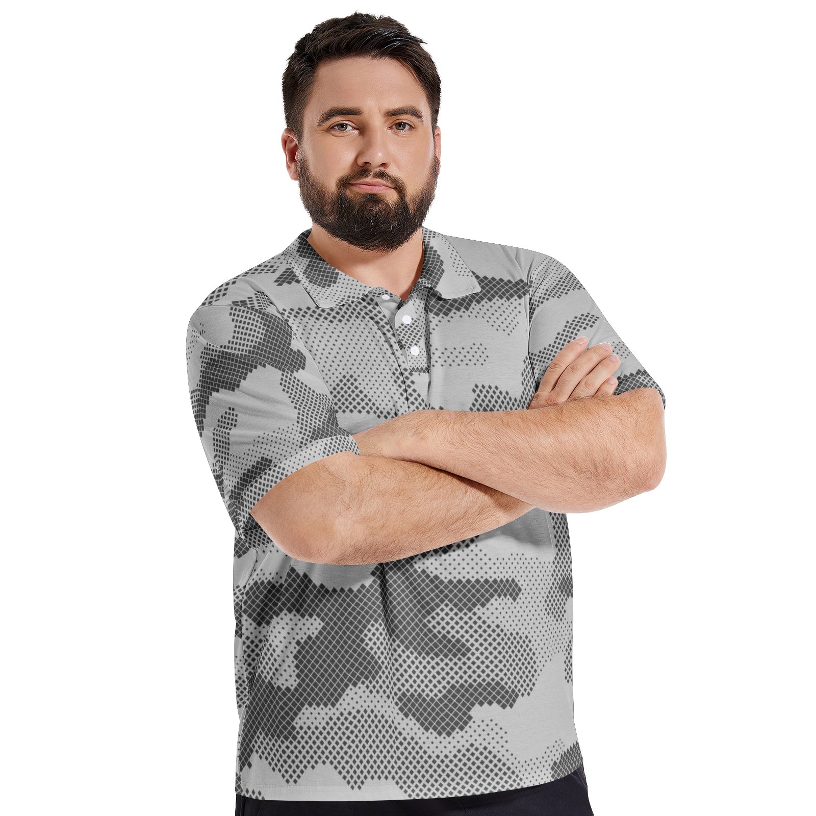 Camo Golf Shirt | Gray Digital Camouflage