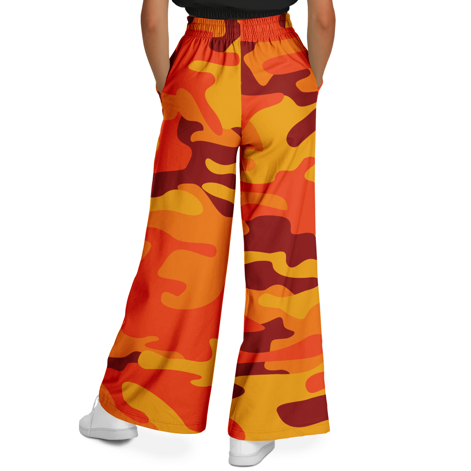 Camo Wide Leg Pants | Orange & Red Camo