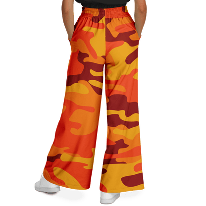 Camo Wide Leg Pants | Orange & Red Camo