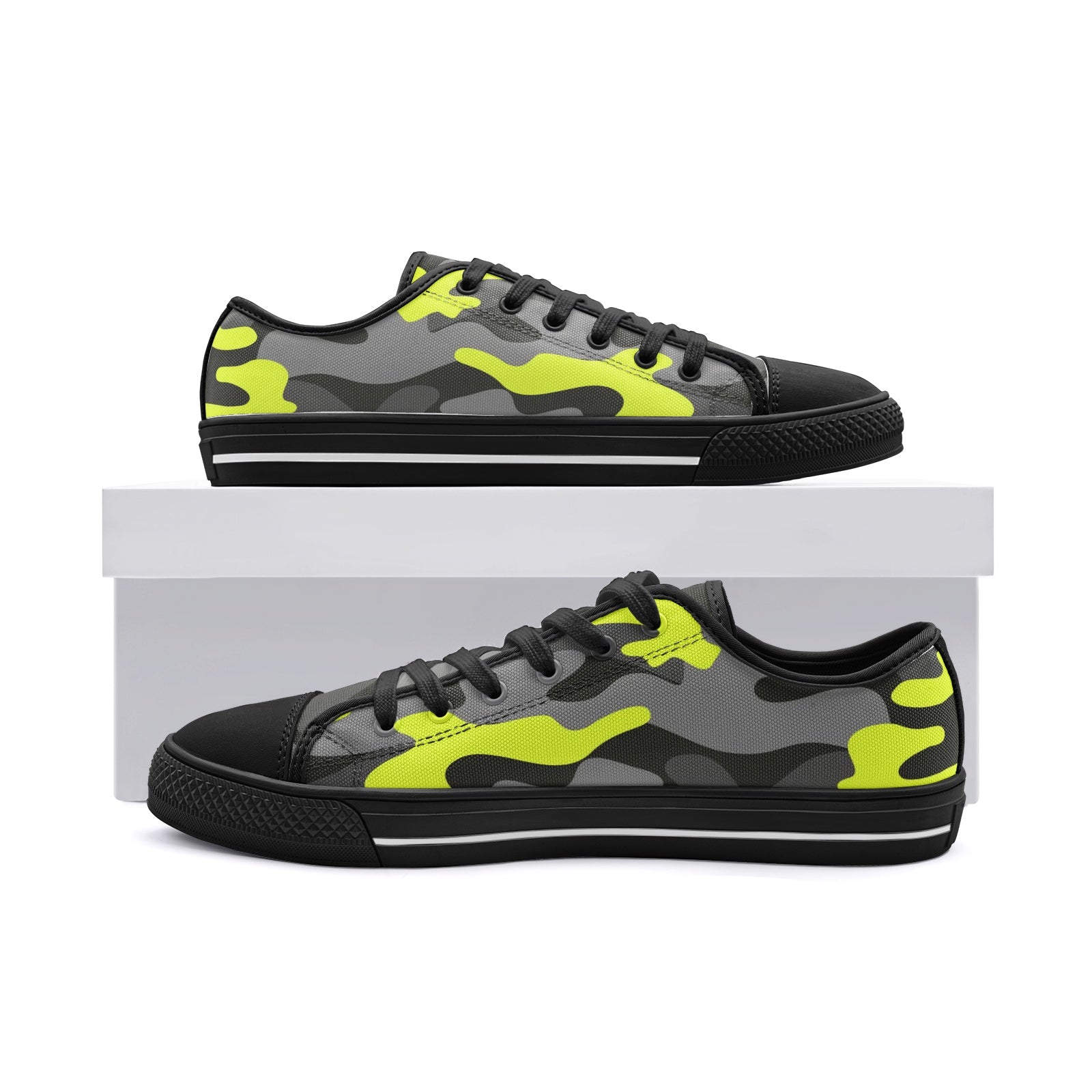 Camo Shoes | Low Top Canvas | Yellow, Black, and Gray