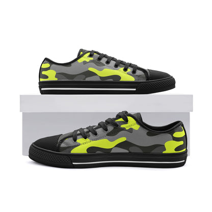 Camo Shoes | Low Top Canvas | Yellow, Black, and Gray