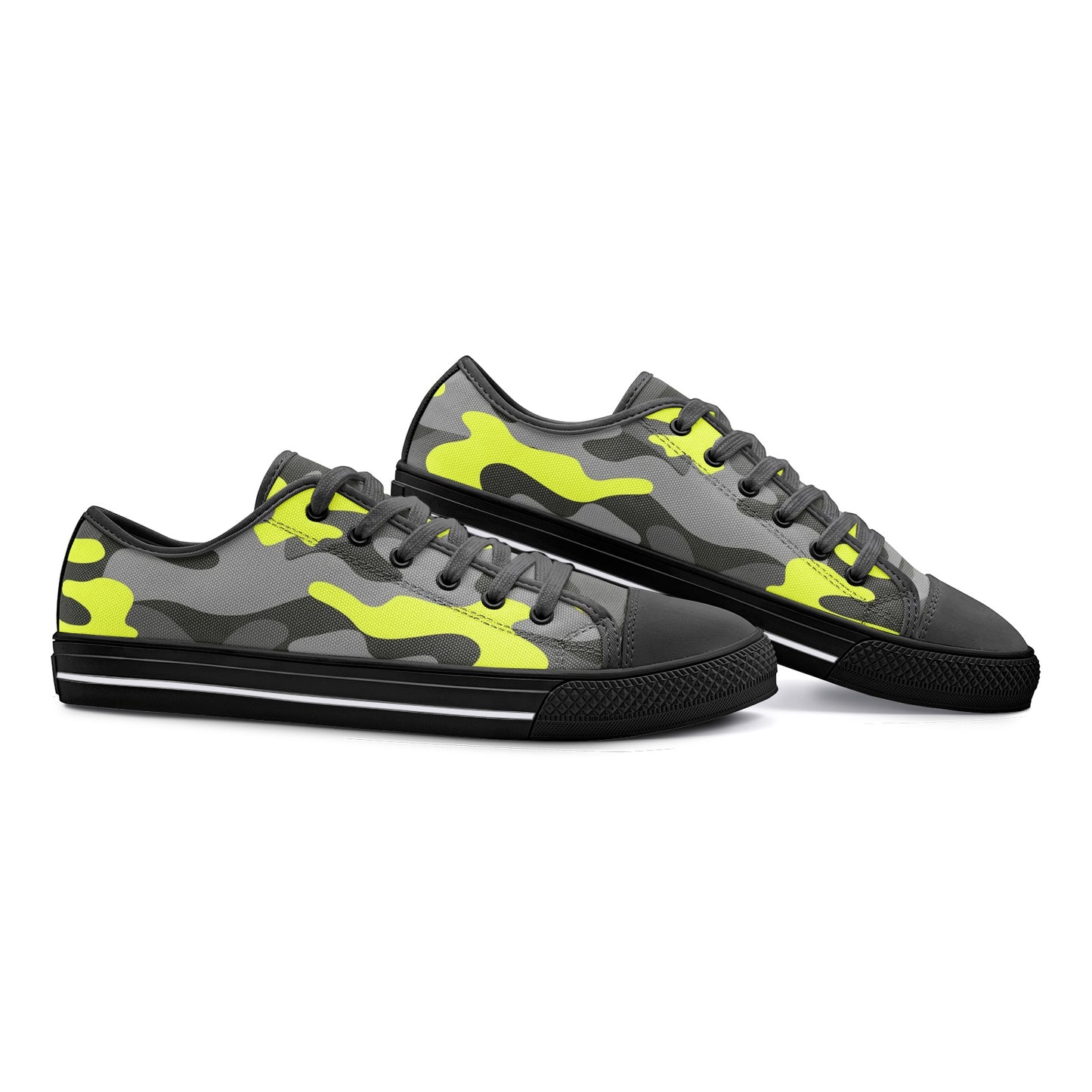 Camo Shoes | Low Top Canvas | Yellow, Black, and Gray