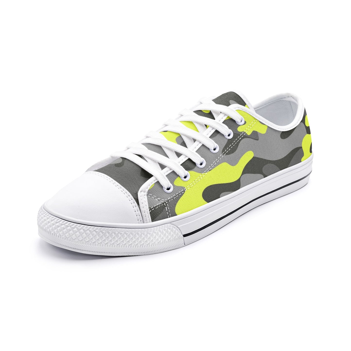 Camo Shoes | Low Top Canvas | Yellow, Black, and Gray