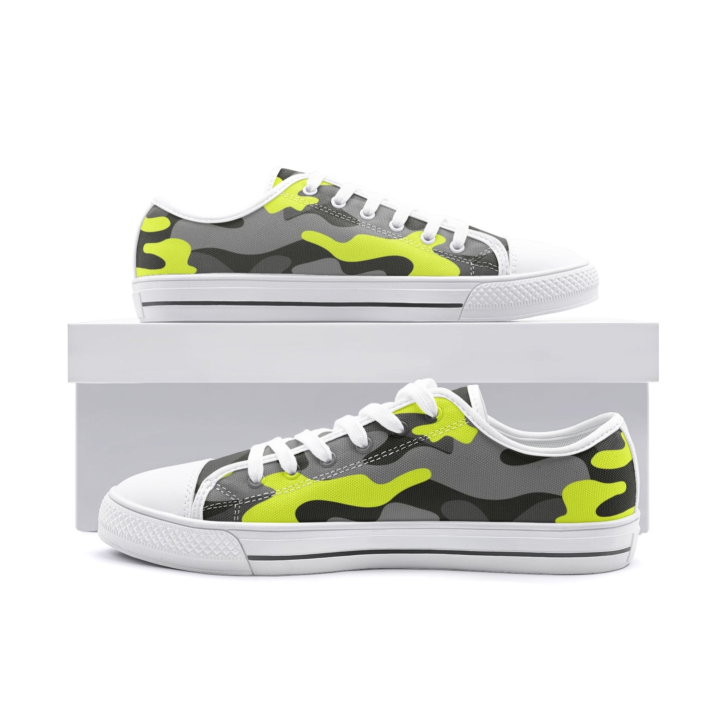 Camo Shoes | Low Top Canvas | Yellow, Black, and Gray