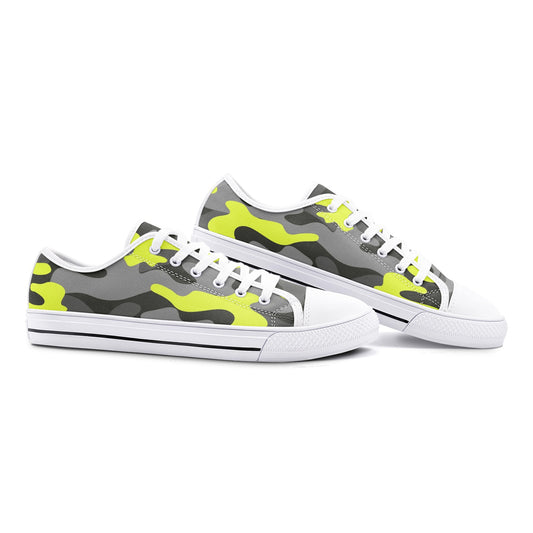 Camo Shoes | Low Top Canvas | Yellow, Black, and Gray