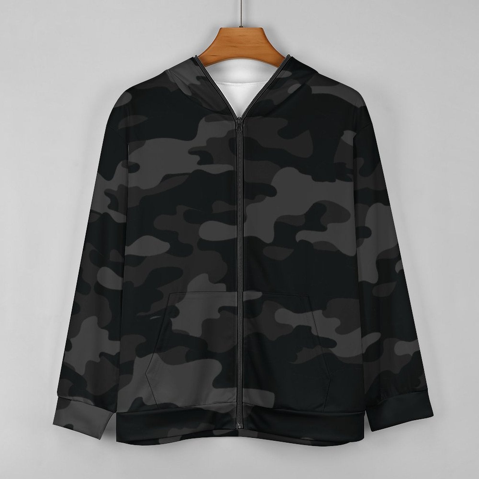 Zip up Camo Hoodie | Black Camouflage