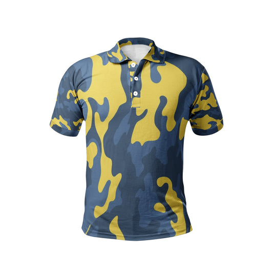 Men's Camo Golf Shirt | Blue & Yellow Camouflage