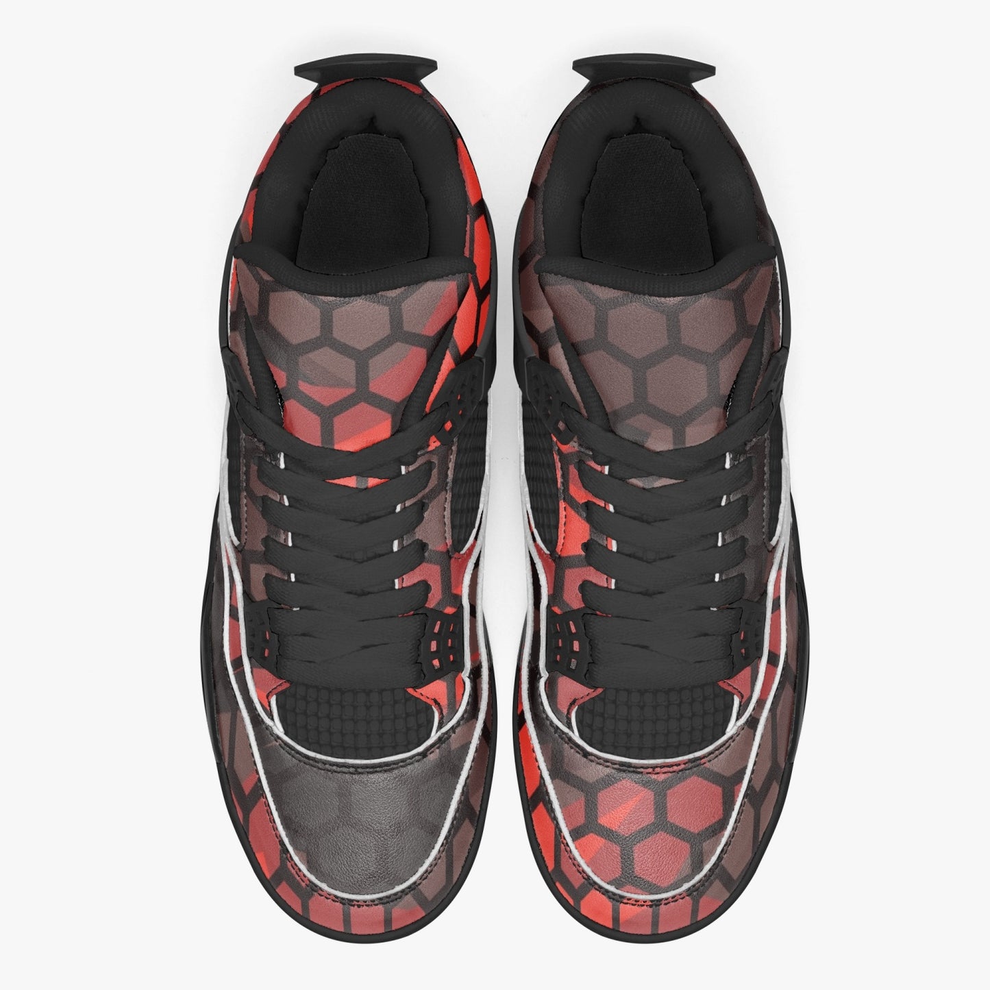 Camo Jordans AJ4 | Red & Black Hive Camouflage