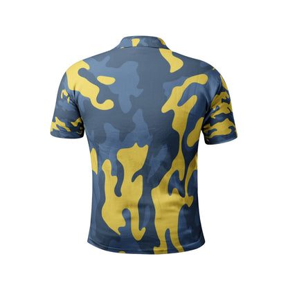 Men's Camo Golf Shirt | Blue & Yellow Camouflage