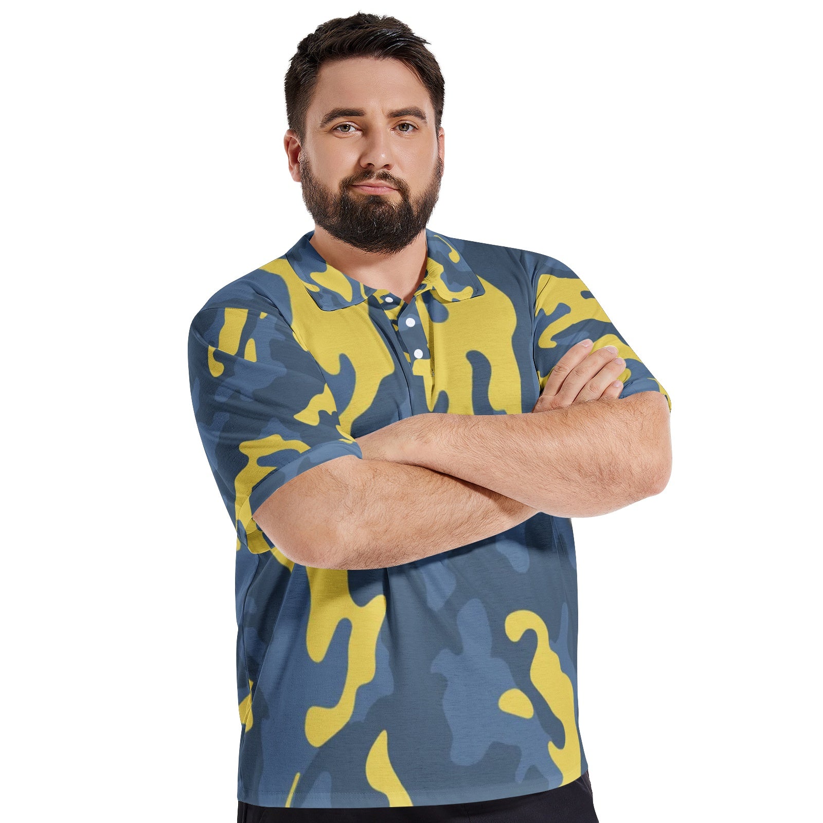 Men's Camo Golf Shirt | Blue & Yellow Camouflage