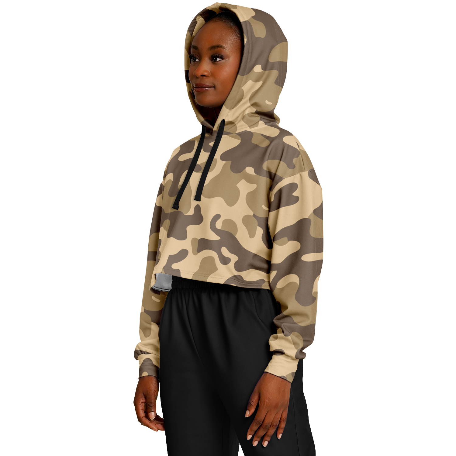 Cropped Hoodie For Women | Khaki Camouflage