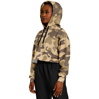 Cropped Hoodie For Women | Khaki Camouflage