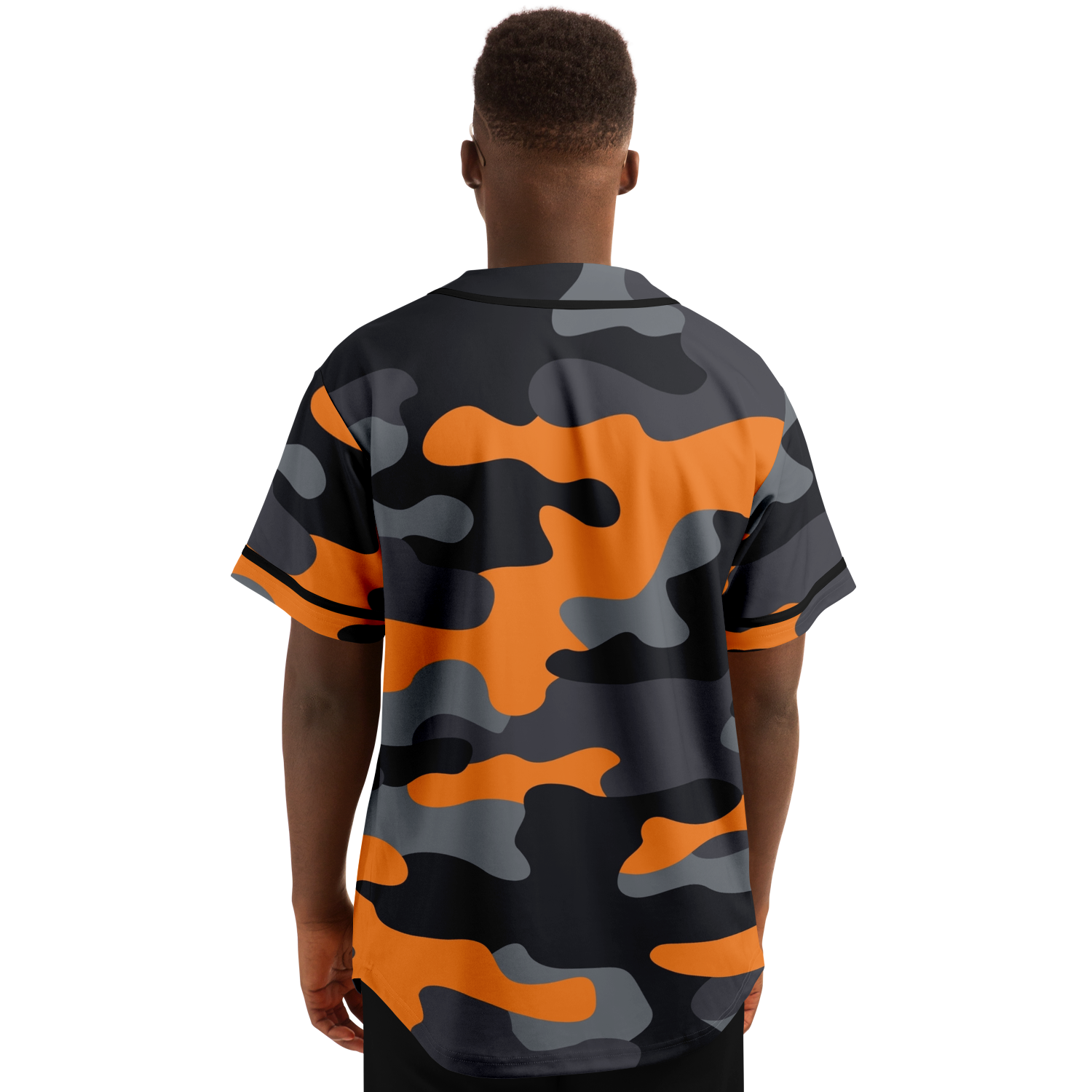 Camo Baseball Jersey | Orange, Gray & Black Camouflage