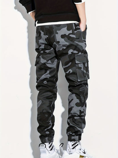 Men's Camo Cargo Cropped Pants With Multi Pockets | Vintage Style