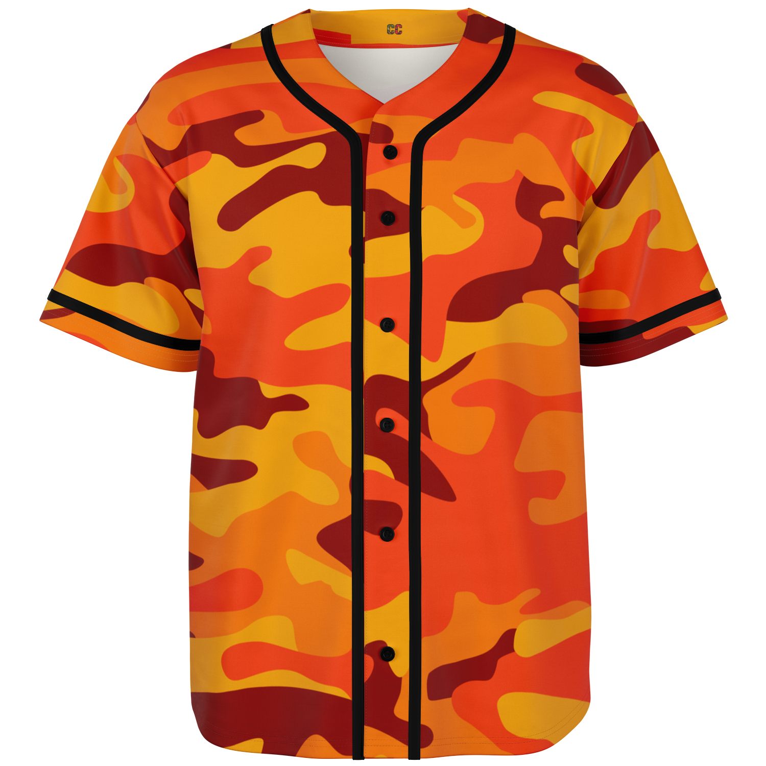 Camo Baseball Jersey | Orange & Red Camouflage