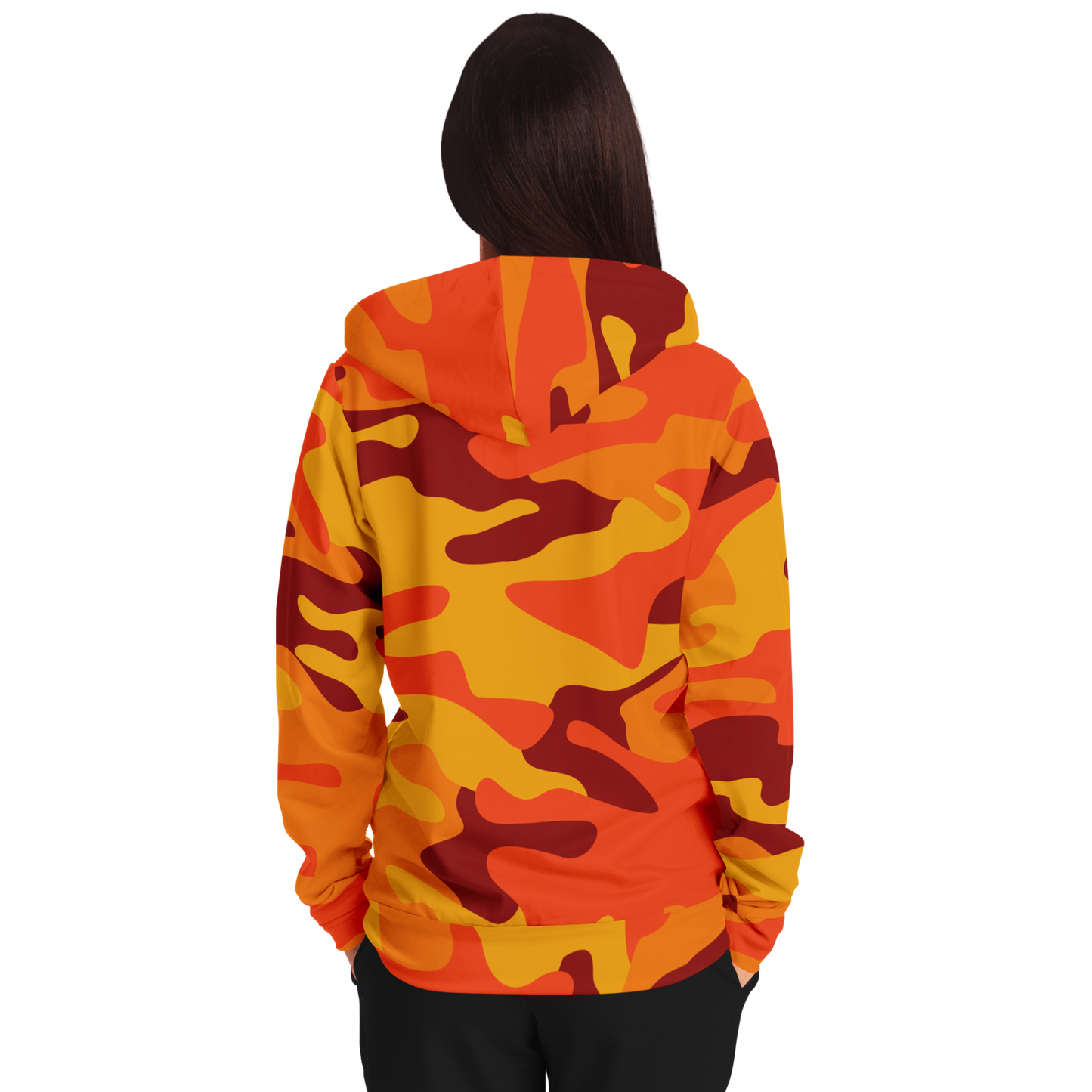 Zip-Up Hoodie | Orange & Red Camouflage