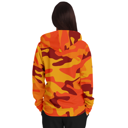 Zip-Up Hoodie | Orange & Red Camouflage