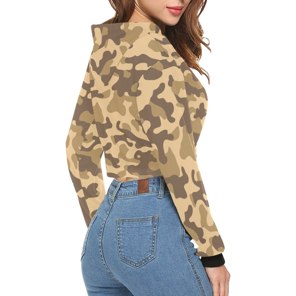 Cropped Camo Hoodie | Tight Fit | Khaki Camouflage