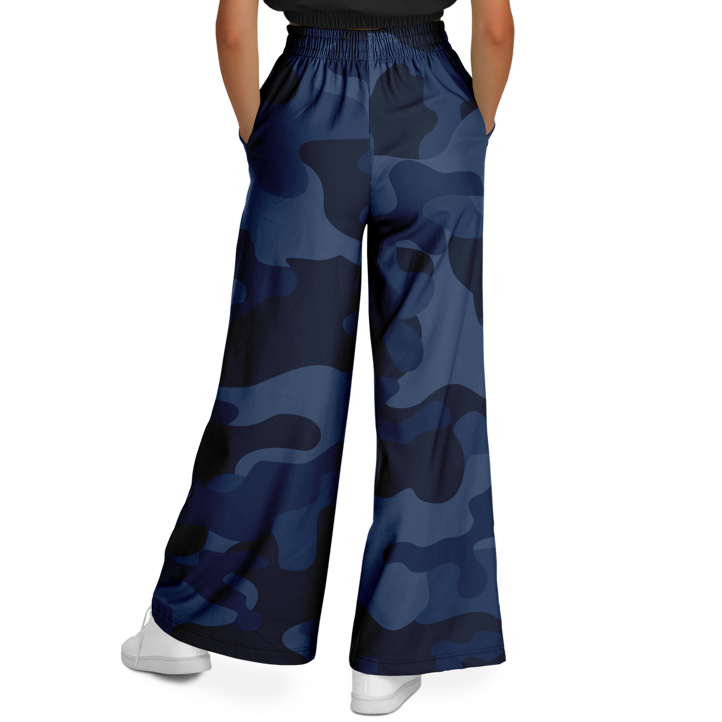 Camo Wide Leg Pants | Deep Blue Camouflage