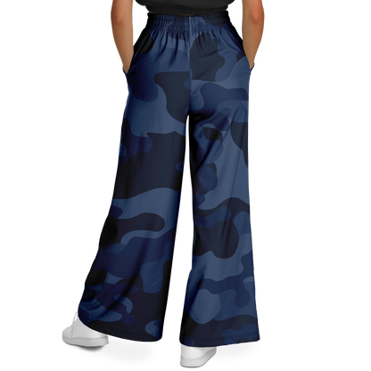 Camo Wide Leg Pants | Deep Blue Camouflage