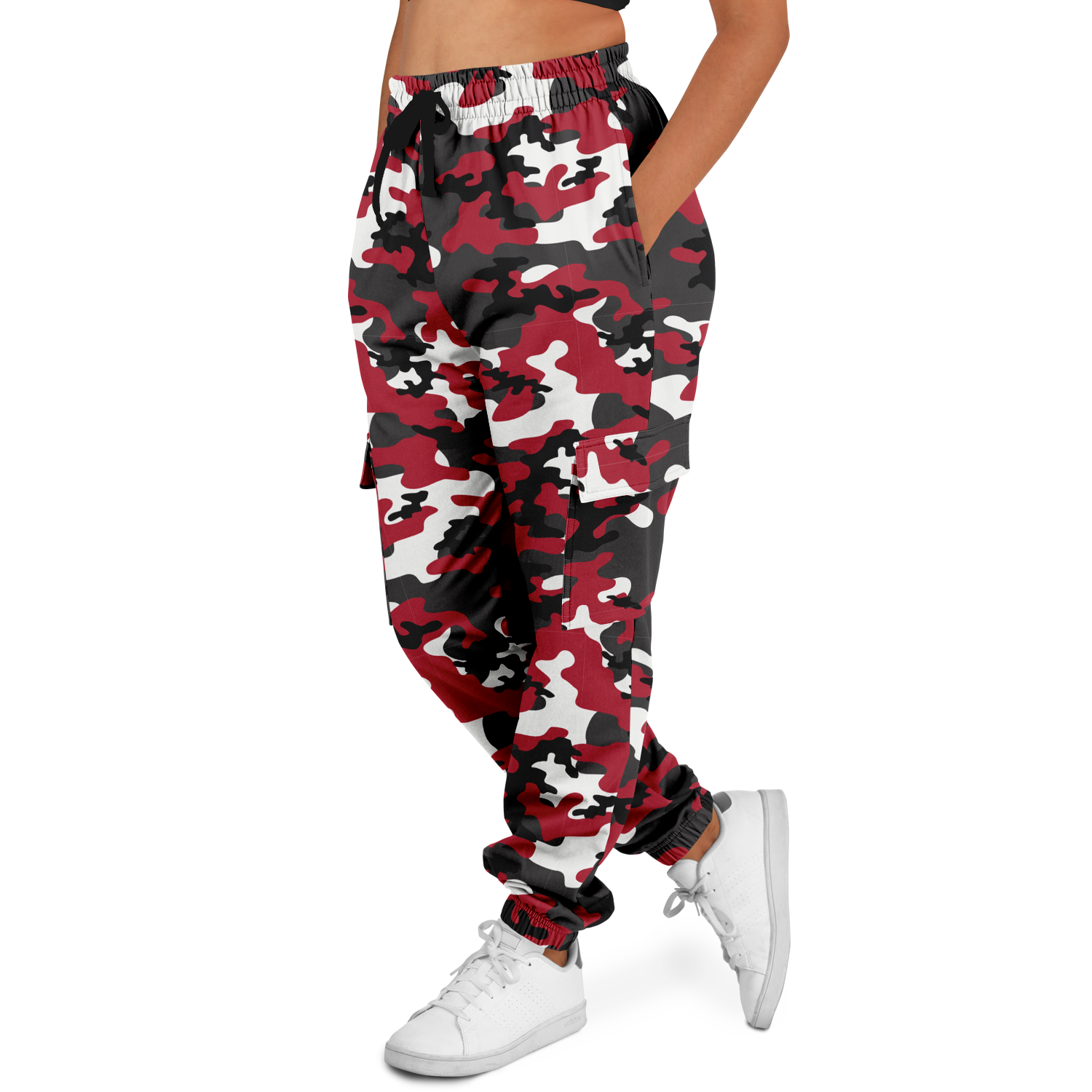 Red Camo Cargo Pants | MIxed Jungle Green, Black, & White