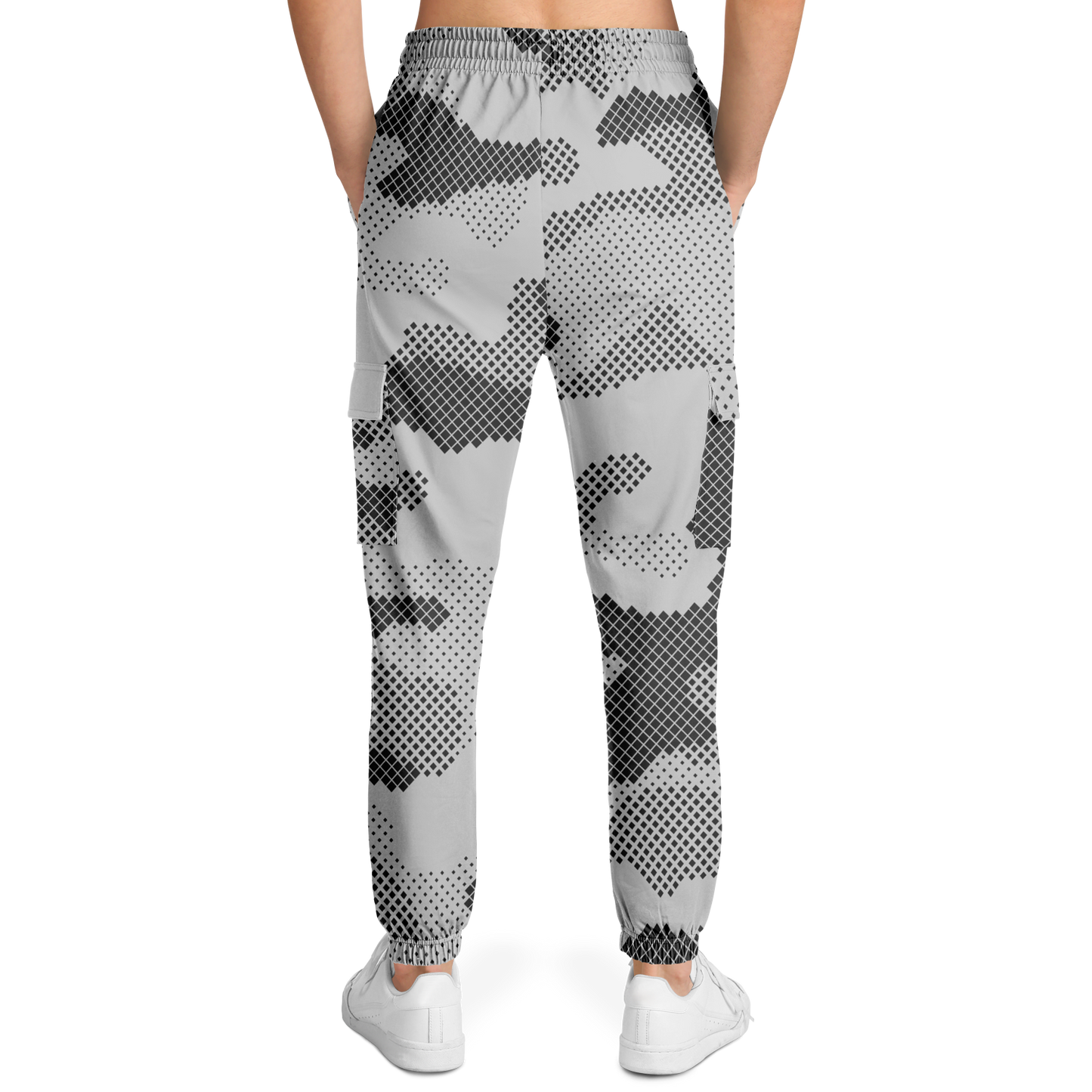 Camo Cargo Pants | Unisex | Black & White Digital Dotted