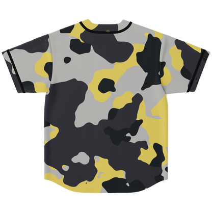 Camo Baseball Jersey | Yellow, Black & Silver Camouflage