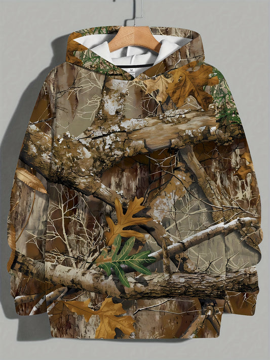 Men's Camo Hoodie with 3D Digital Print | Long-Sleeve Sweatshirt