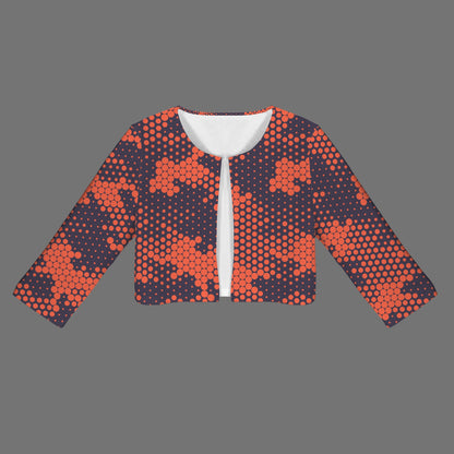 Camo Blazer | Cropped Open Front | Orange and Blue Digital Camouflage