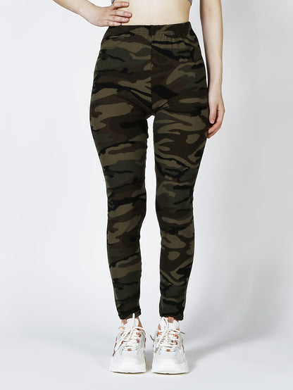 Leggings ajustados con estampado de camuflaje, leggings elásticos informales de cintura alta, ropa para mujer