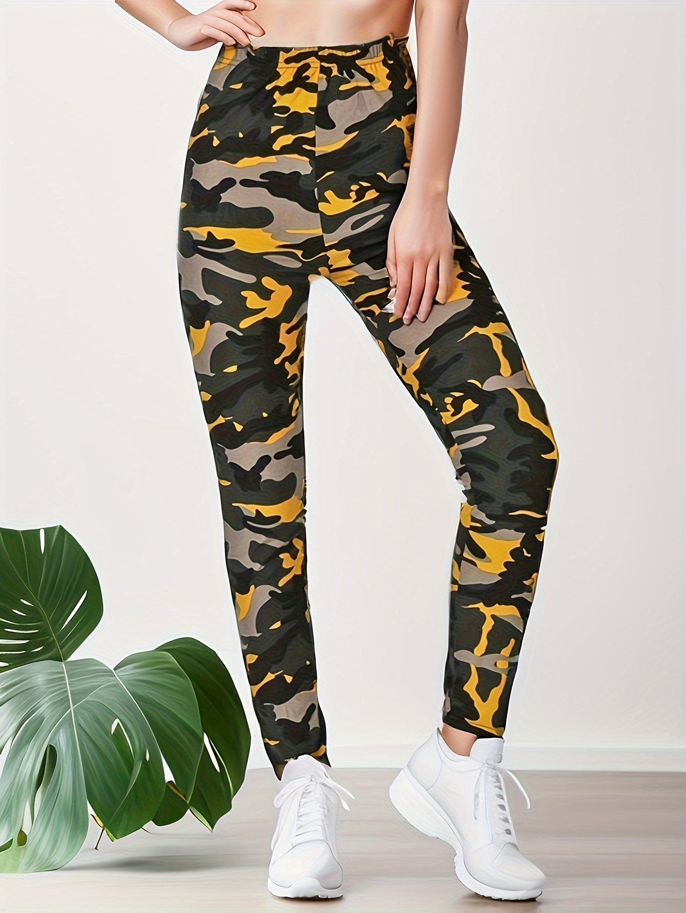 Leggings con estampado de camuflaje | Pantalones ajustados elásticos informales para uso diario