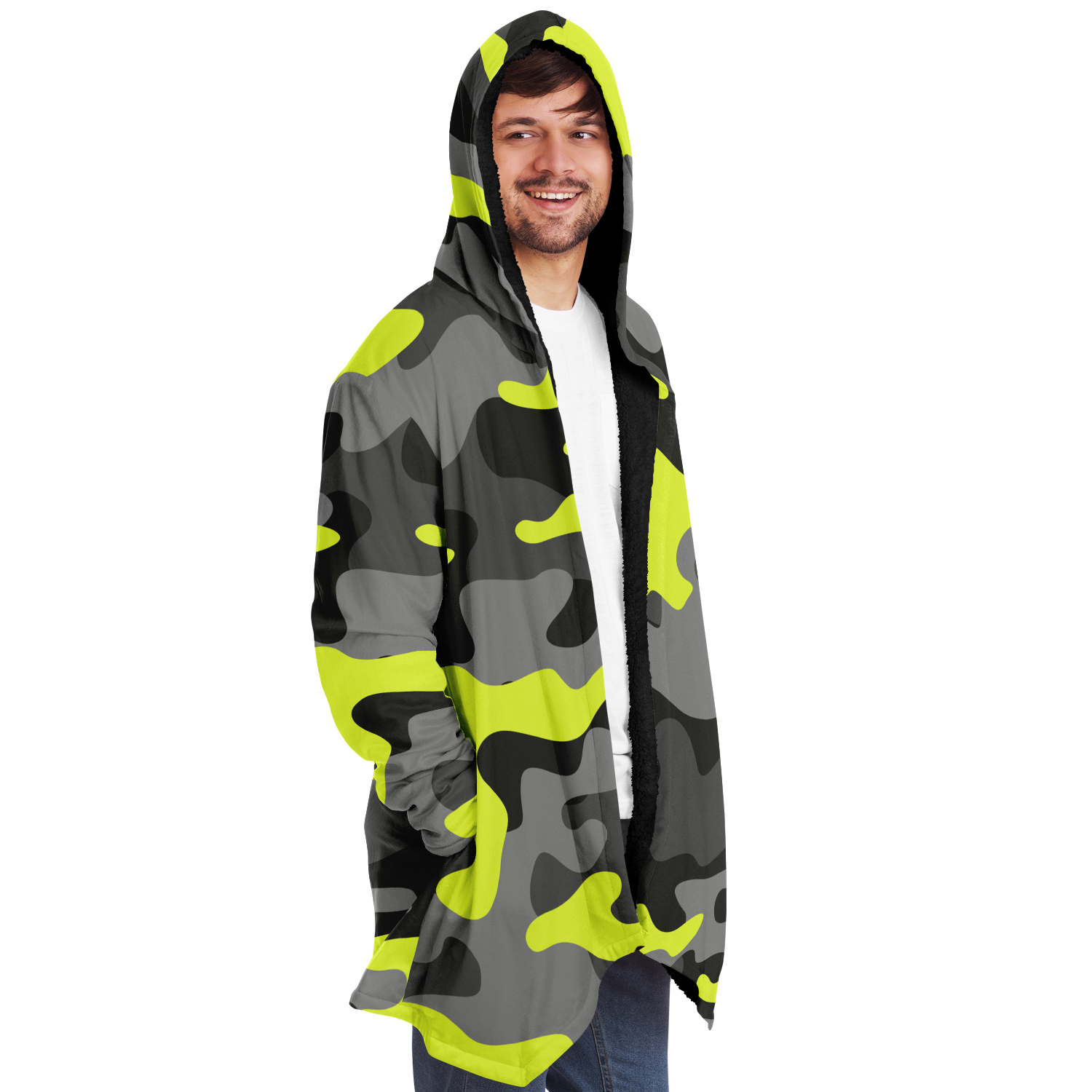 Camo Cloak | Yellow, Black, & Gray Camouflage | Microfleece